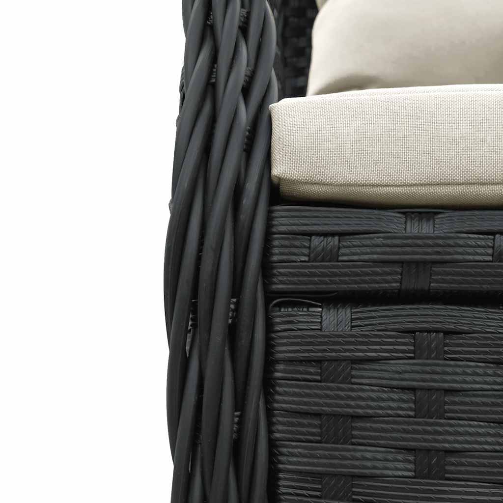 spisebordssæt til haven 5 dele med hynder polyrattan sort