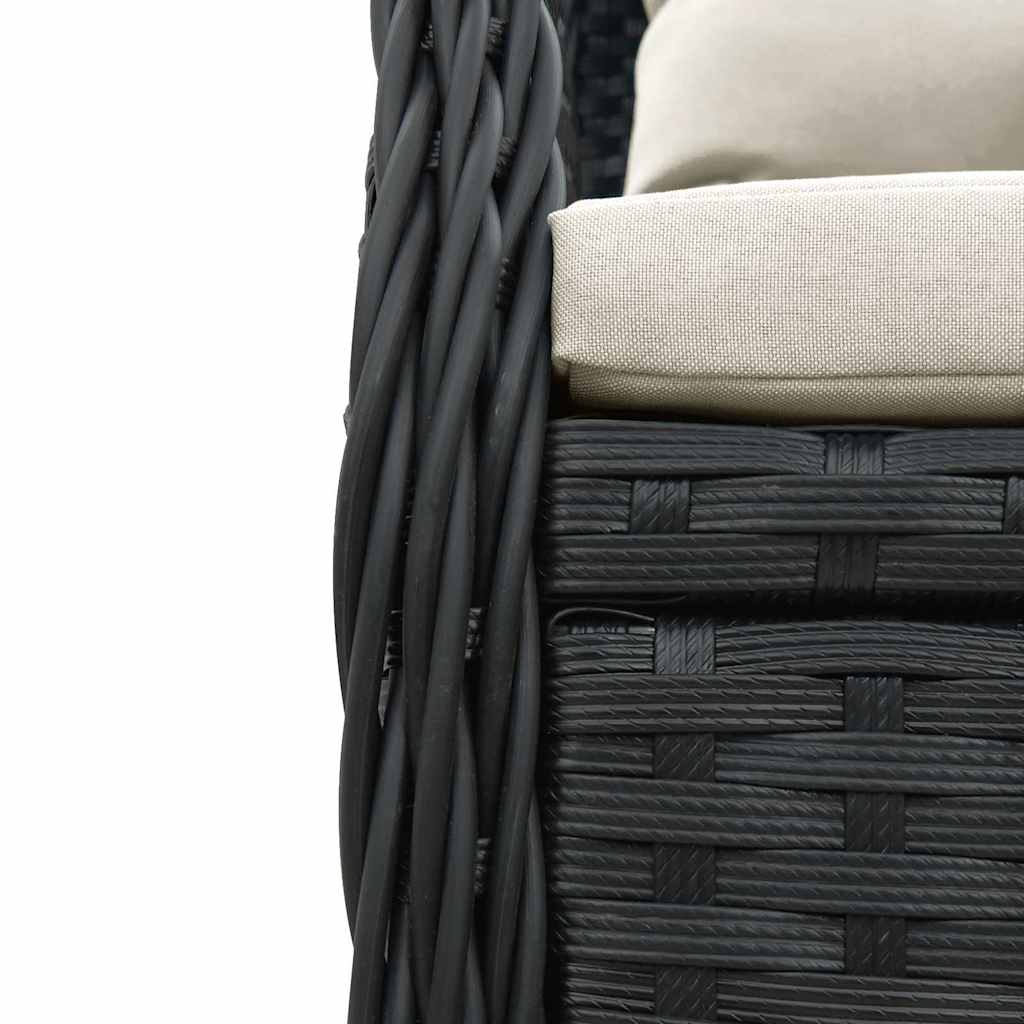 spisebordssæt til haven 5 dele med hynder polyrattan sort