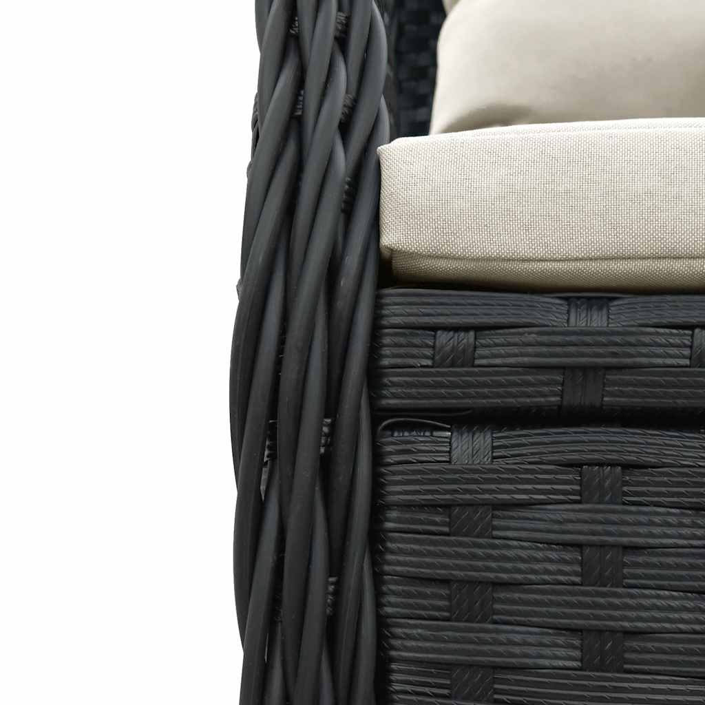 spisebordssæt til haven 5 dele med hynder polyrattan sort