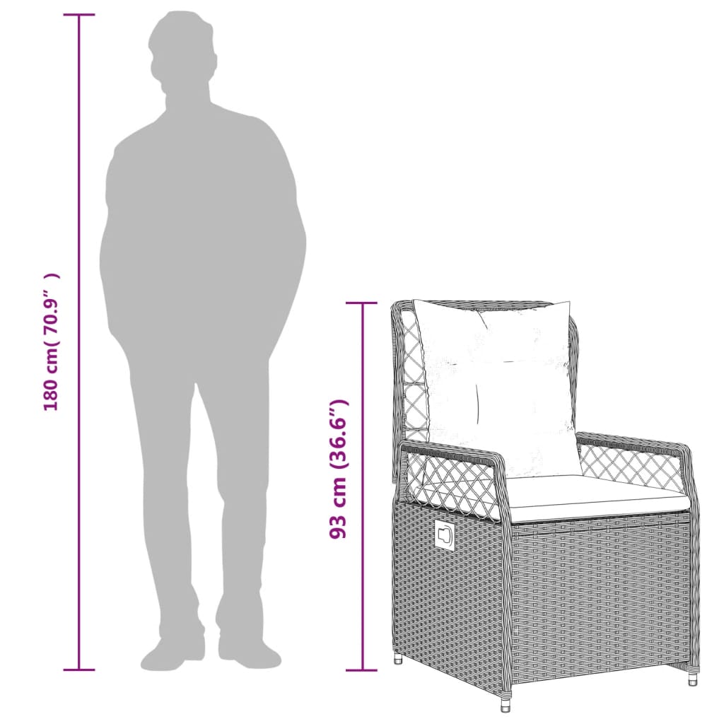spisebordssæt til haven 5 dele med hynder polyrattan grå