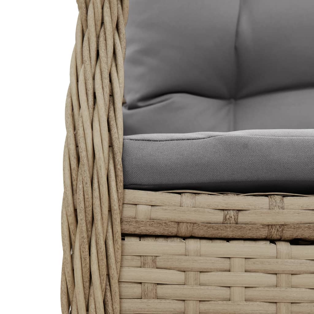 spisebordssæt til haven 3 dele med hynder polyrattan beige