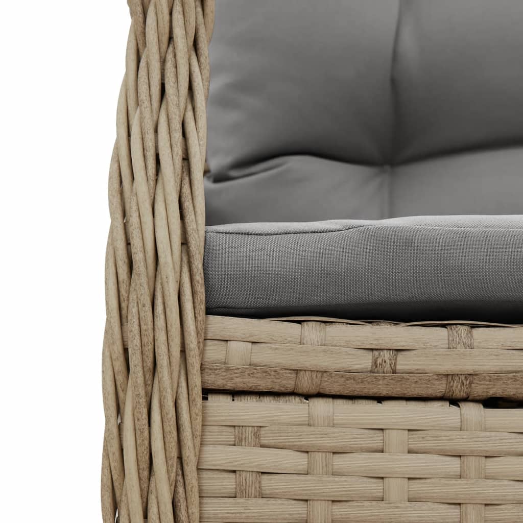 spisebordssæt til haven 9 dele med hynder polyrattan beige