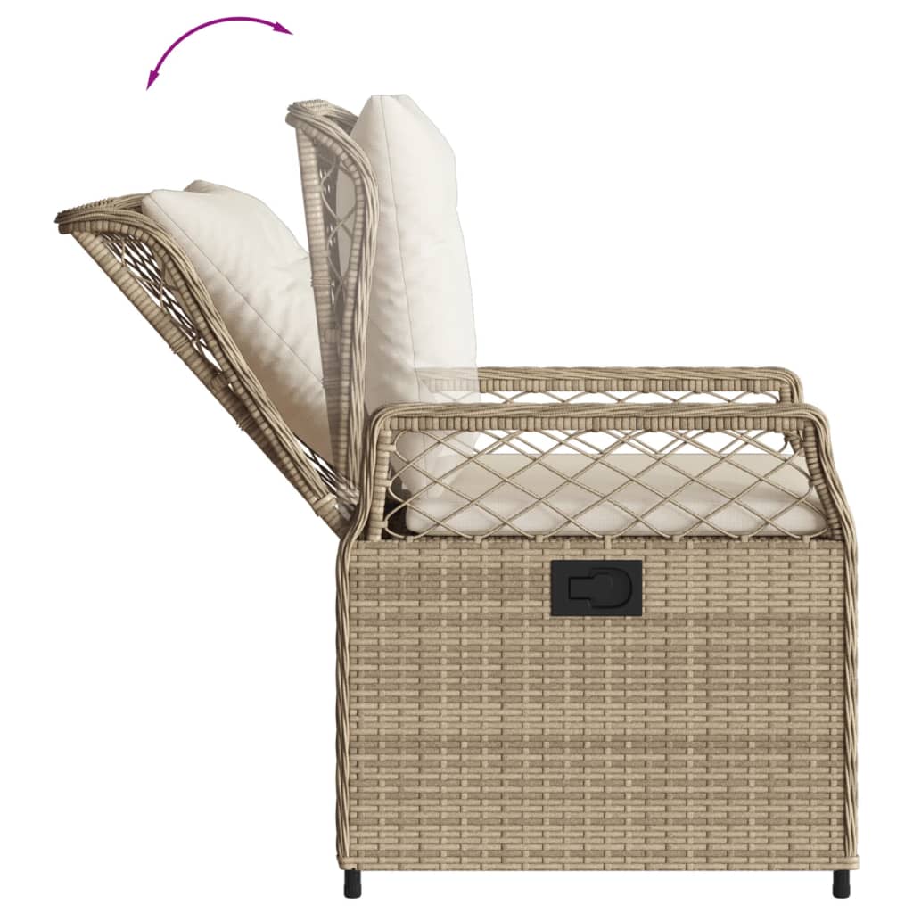 spisebordssæt til haven 5 dele med hynder polyrattan beige