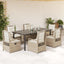 spisebordssæt til haven 7 dele med hynder polyrattan beige