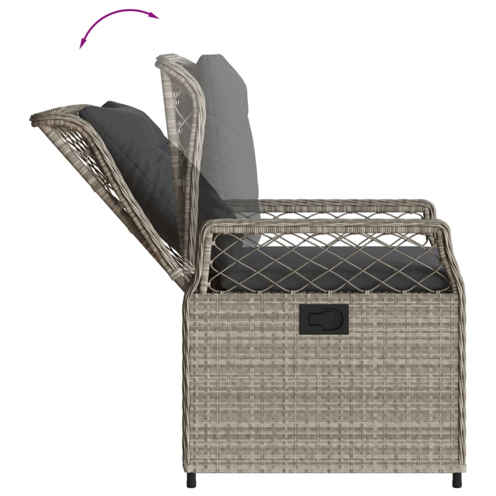 spisebordssæt til haven 5 dele med hynder polyrattan lysegrå