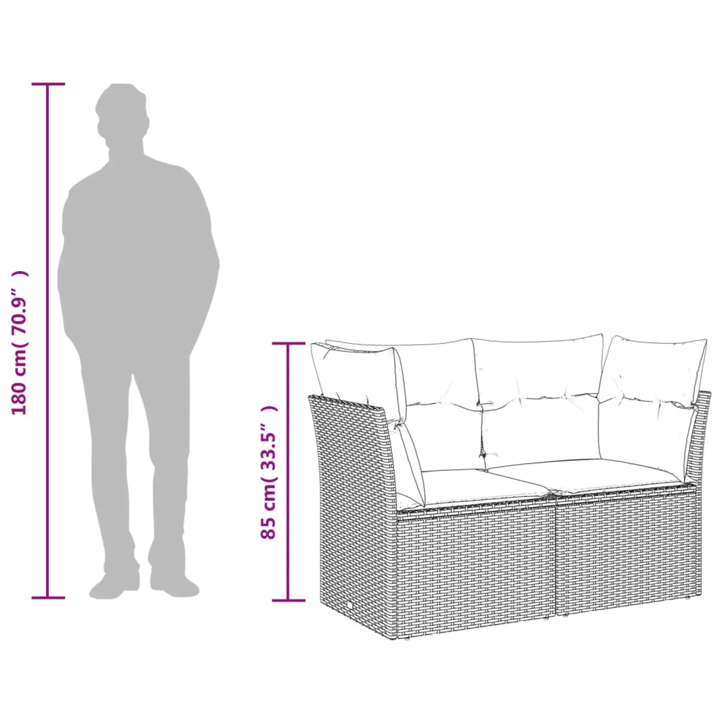 sofasæt til haven 9 dele med hynder polyrattan grå