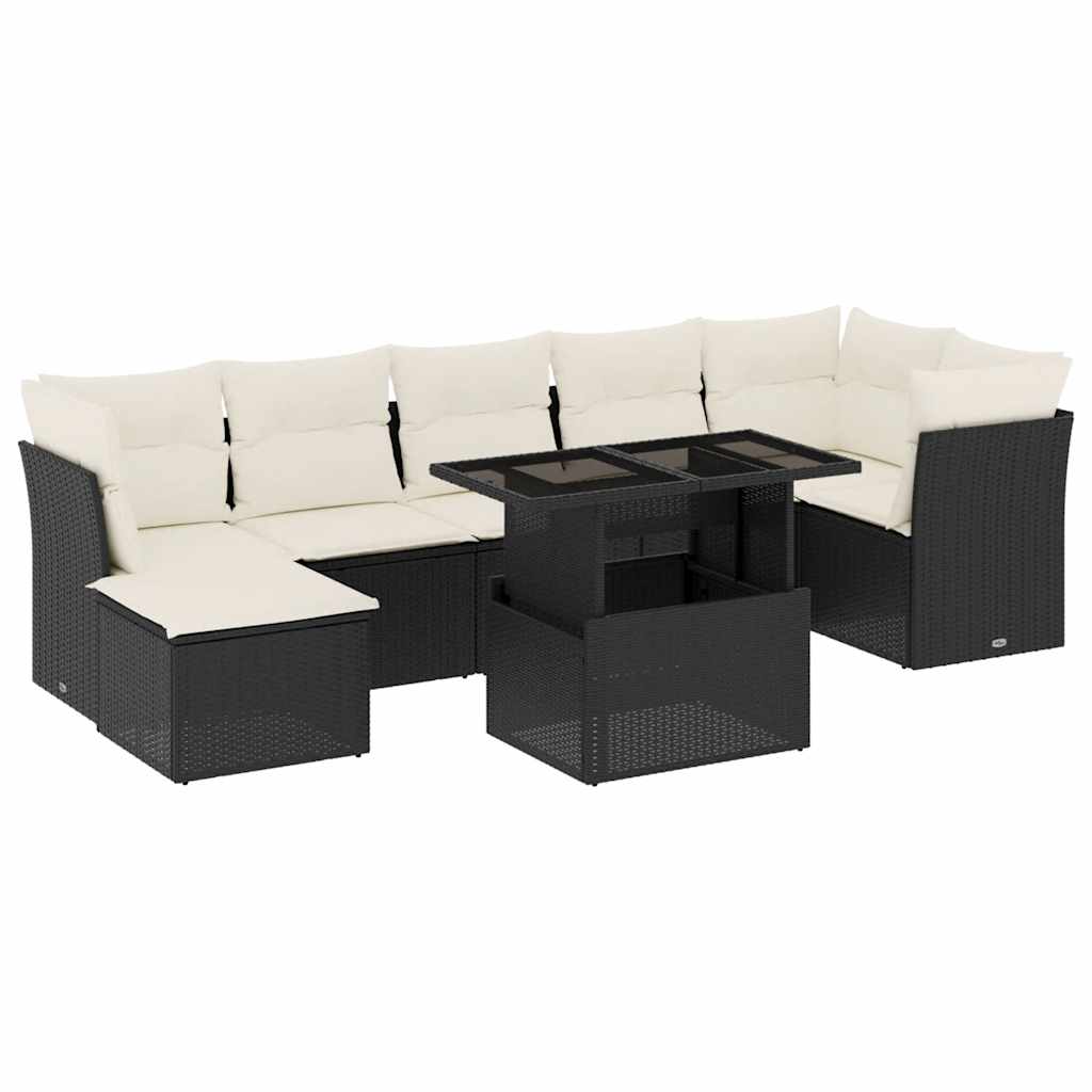 sofasæt til haven 8 dele med hynder polyrattan sort