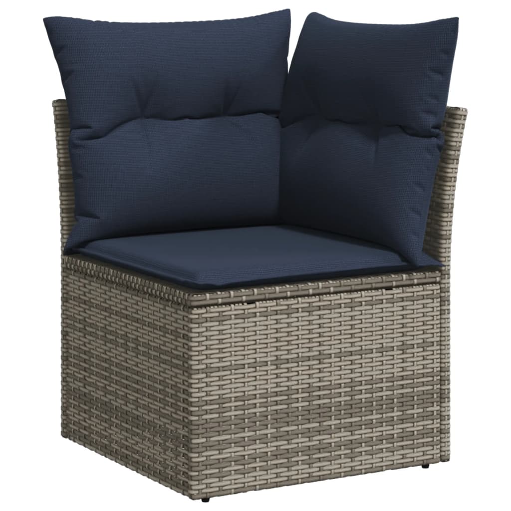 havesofasæt med 8 hynder grå polyrattan