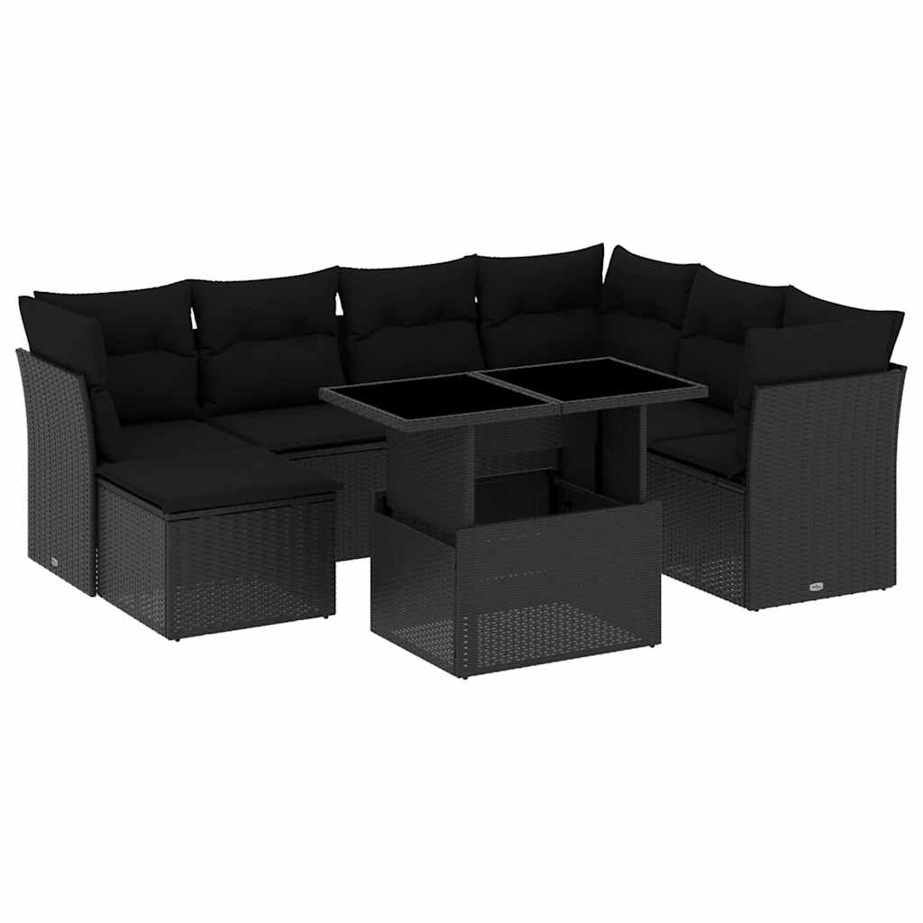 sofasæt til haven 8 dele med hynder polyrattan sort