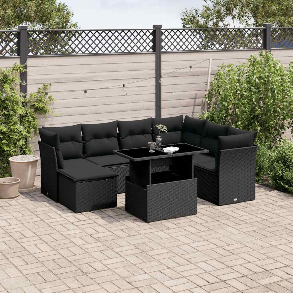 sofasæt til haven 8 dele med hynder polyrattan sort