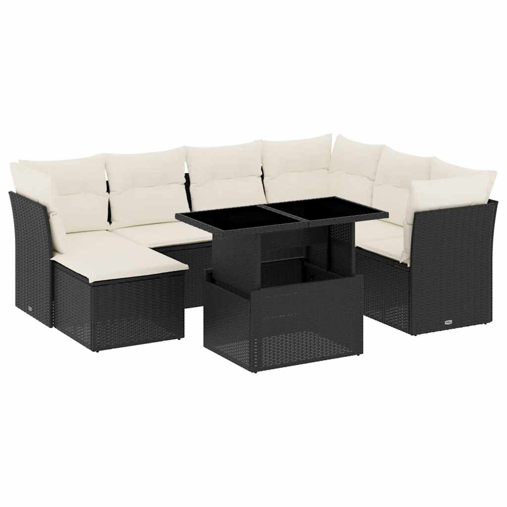sofasæt til haven 8 dele med hynder polyrattan sort