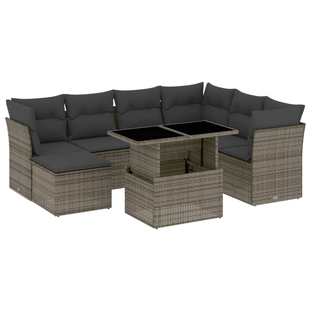 sofasæt til haven 8 dele med hynder polyrattan grå