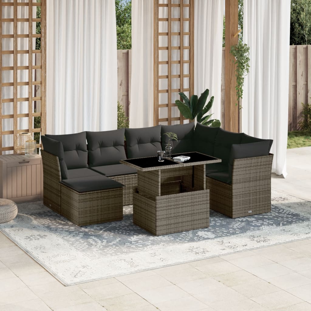sofasæt til haven 8 dele med hynder polyrattan grå
