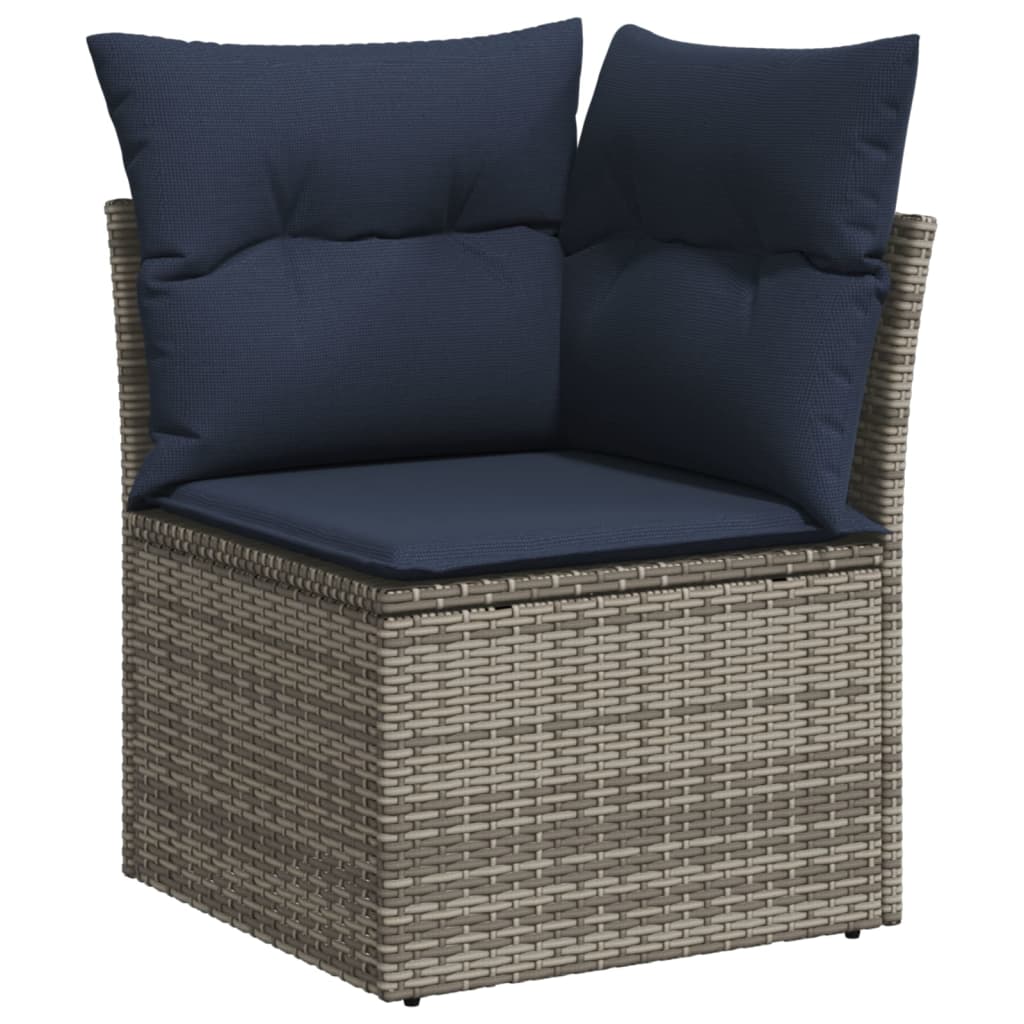havesofasæt med 8 hynder grå polyrattan