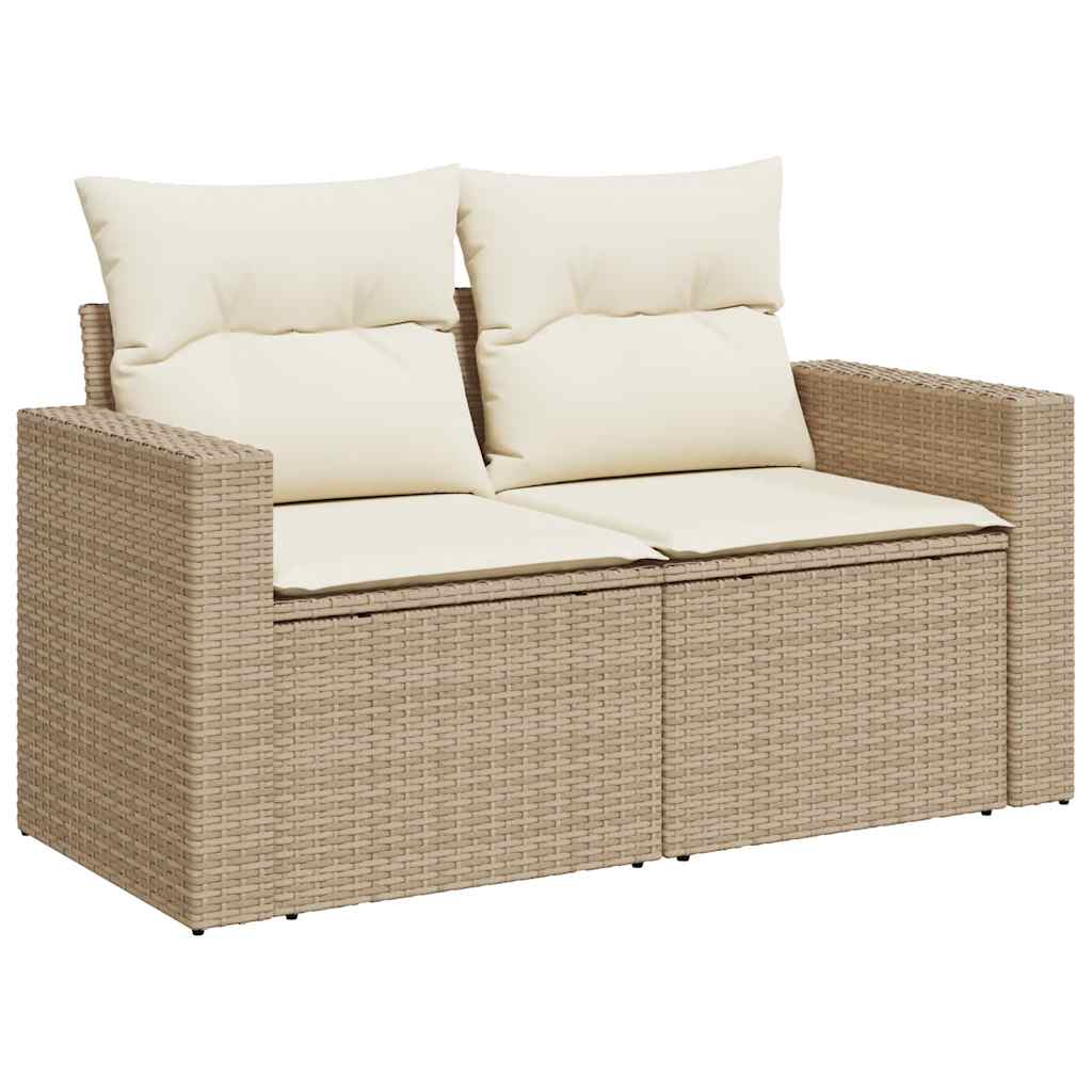 sofasæt til haven 7 dele med hynder polyrattan beige