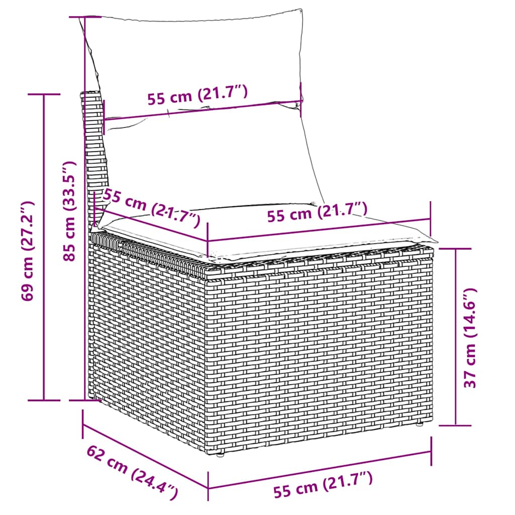 sofasæt til haven 9 dele med hynder polyrattan beige