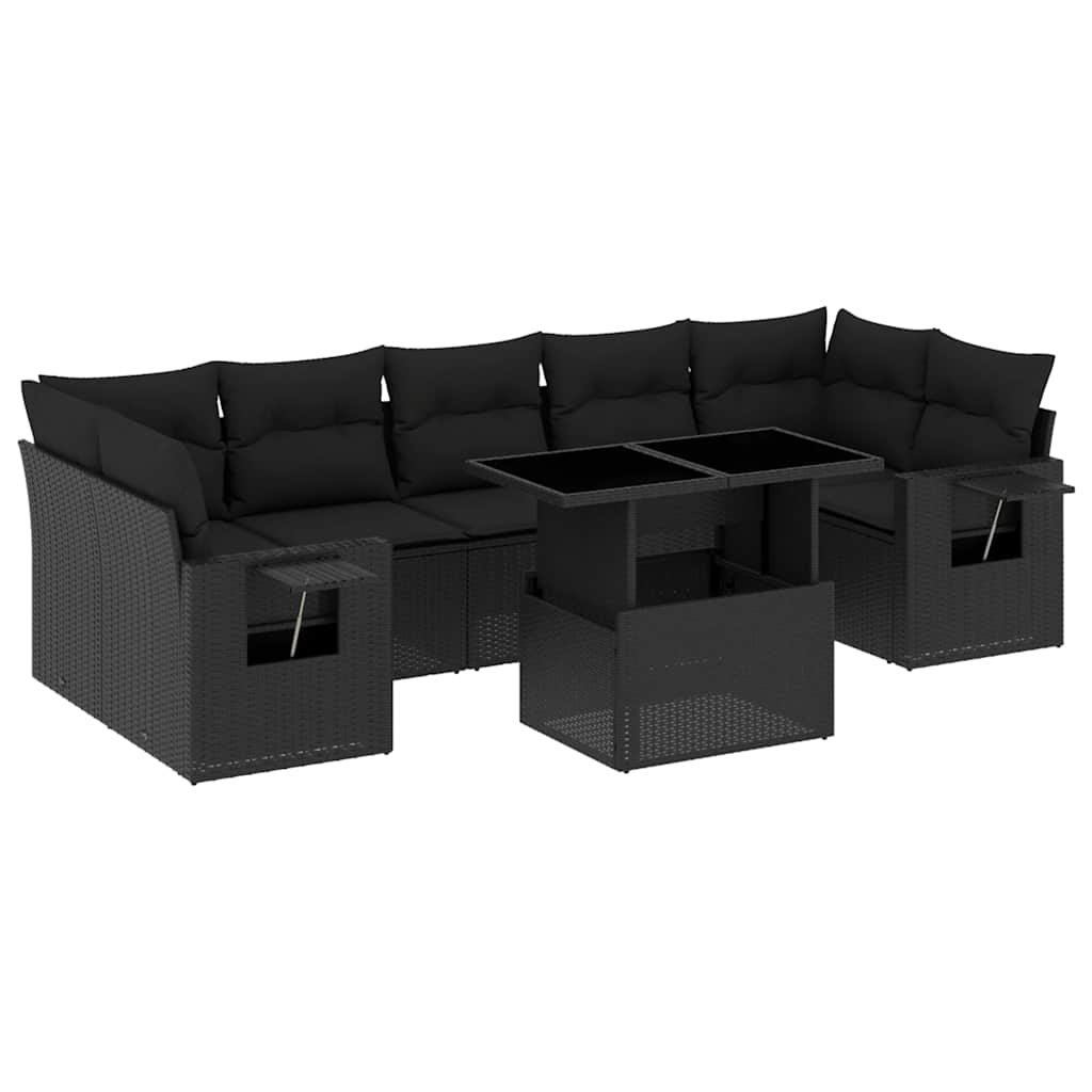 sofasæt til haven 8 dele med hynder polyrattan sort