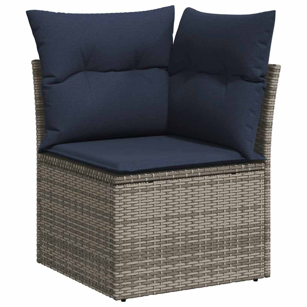 havesofasæt med 6 dele og hynder grå polyrattan