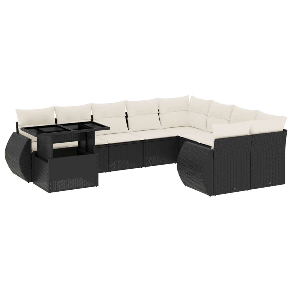 sofasæt til haven 10 dele med hynder polyrattan sort