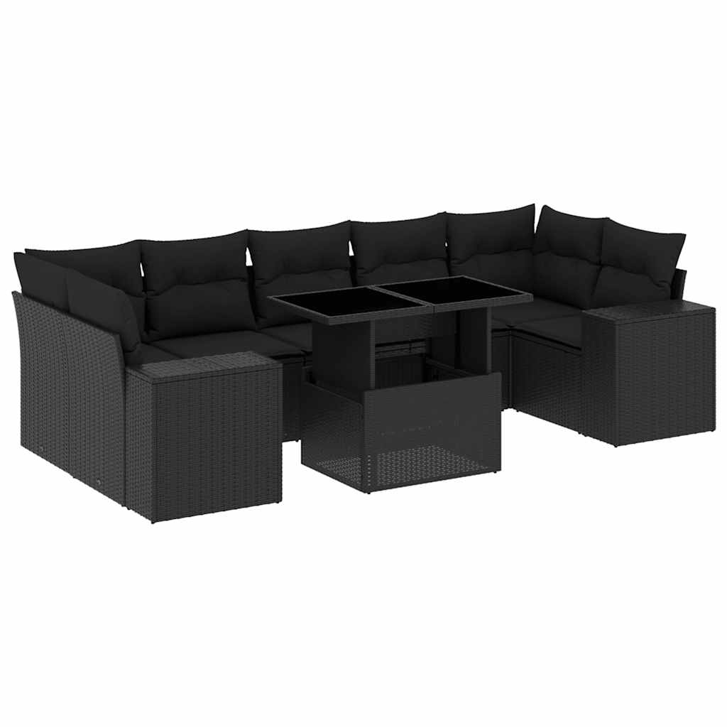 sofasæt til haven 8 dele med hynder polyrattan sort