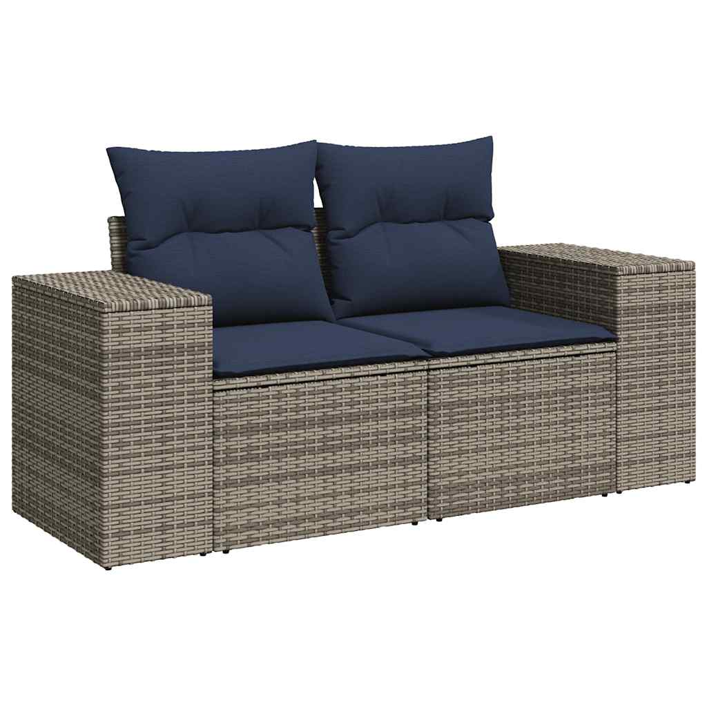 havesofasæt med 7 dele og hynder grå polyrattan