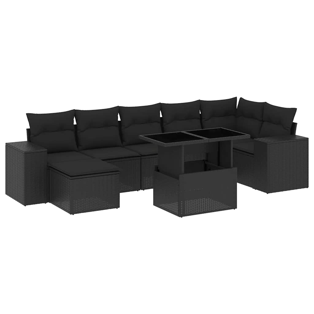 sofasæt til haven 8 dele med hynder polyrattan sort