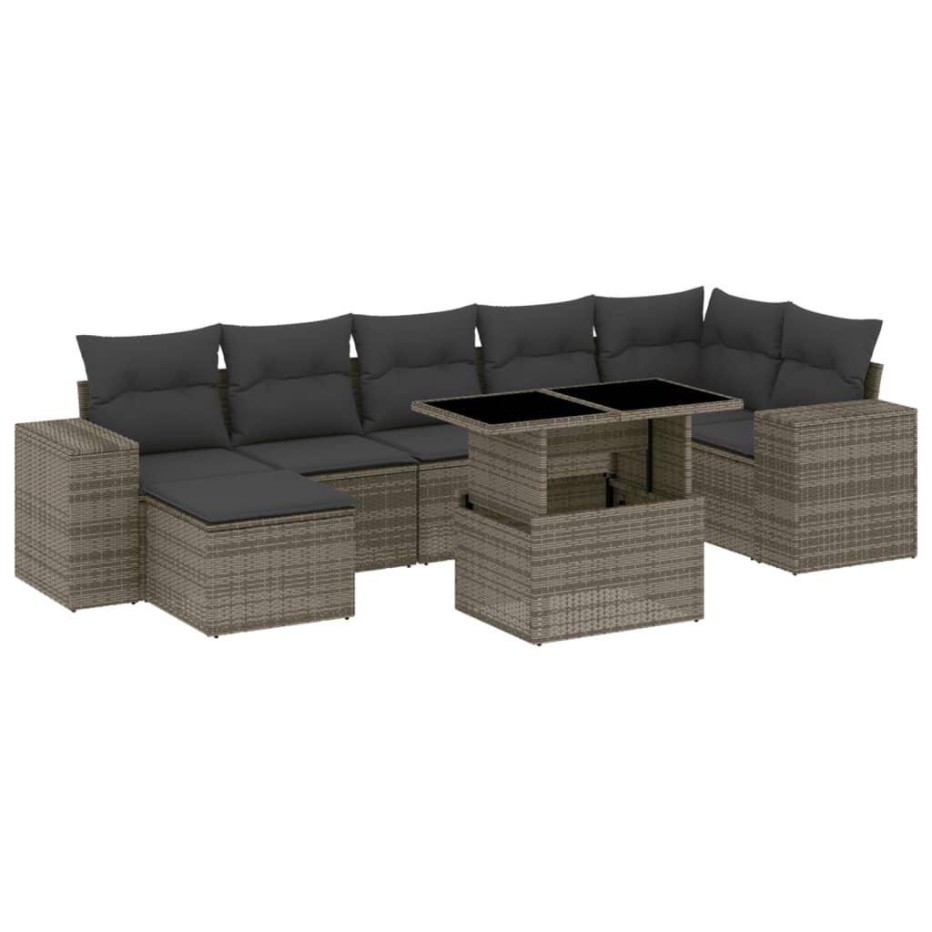 sofasæt til haven 8 dele med hynder polyrattan grå