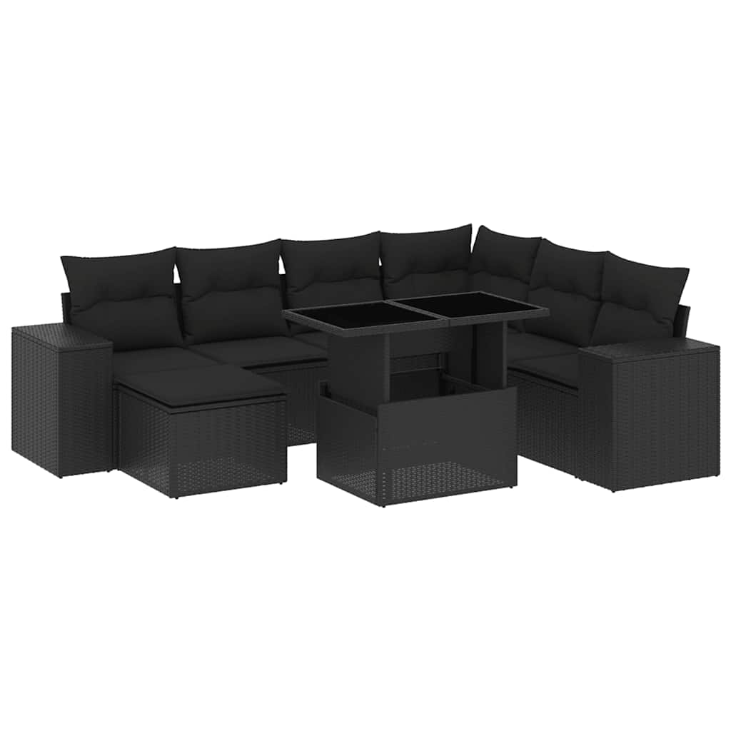 sofasæt til haven 8 dele med hynder polyrattan sort