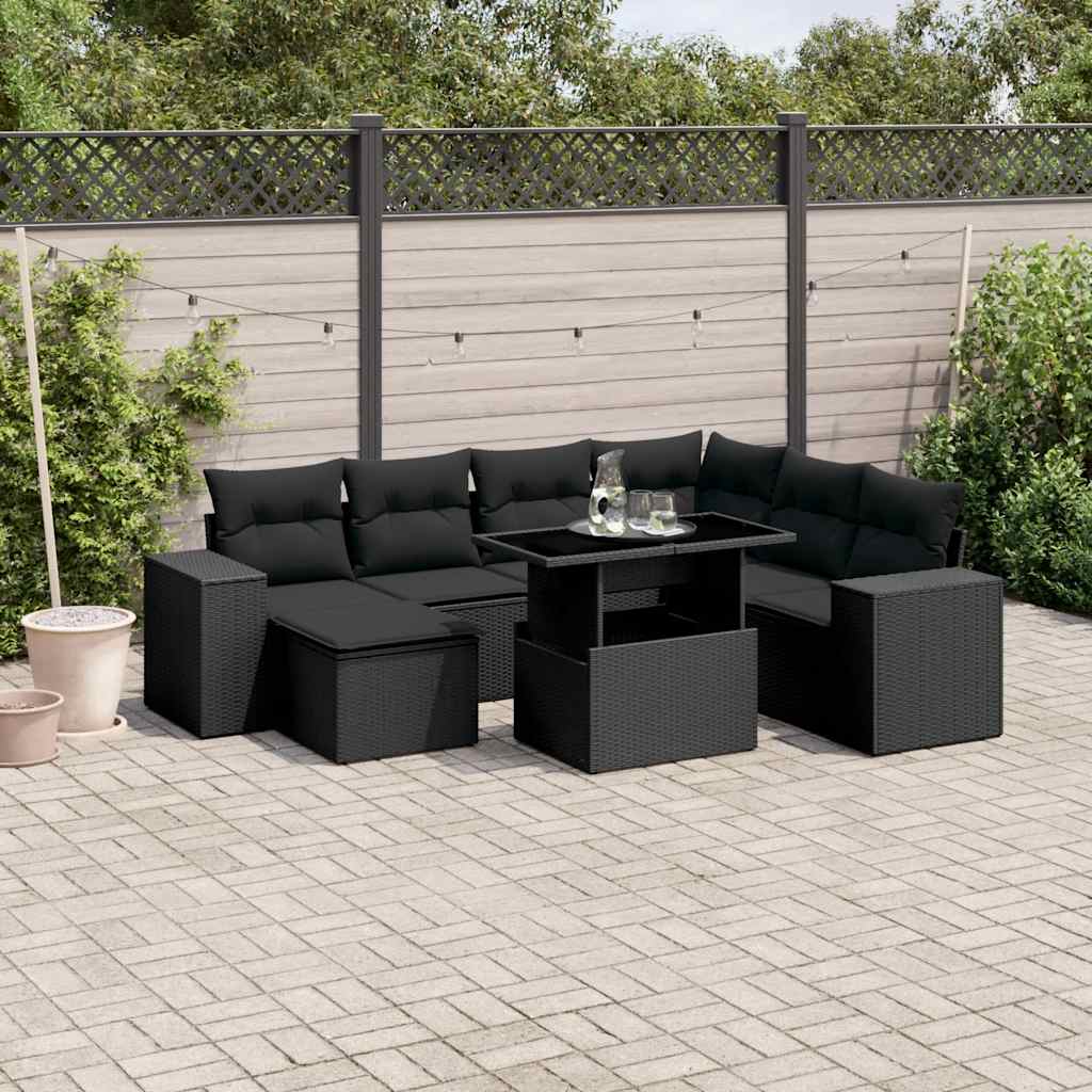 sofasæt til haven 8 dele med hynder polyrattan sort