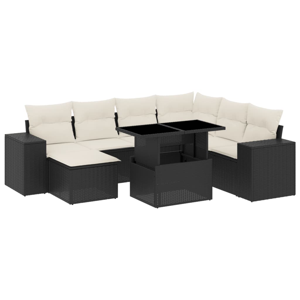 sofasæt til haven 8 dele med hynder polyrattan sort
