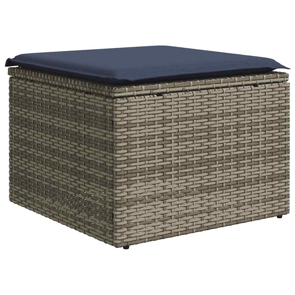 havesofasæt med 9 dele og hynder grå polyrattan