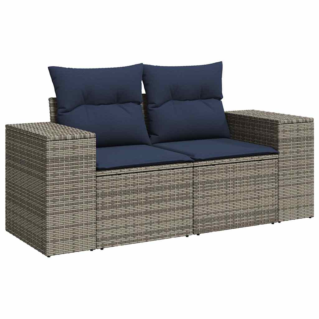havesofasæt med 10 dele og hynder grå polyrattan