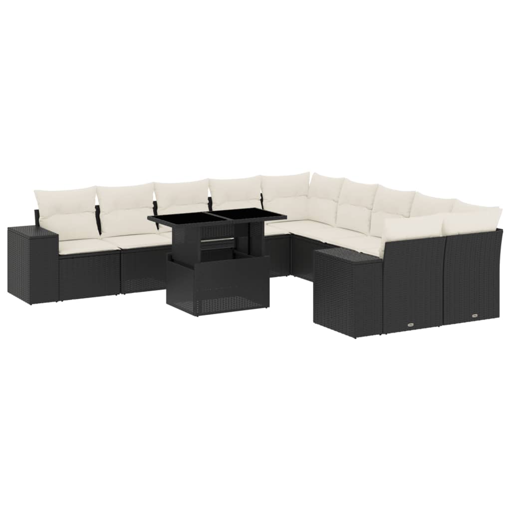 sofasæt til haven 11 dele med hynder polyrattan sort