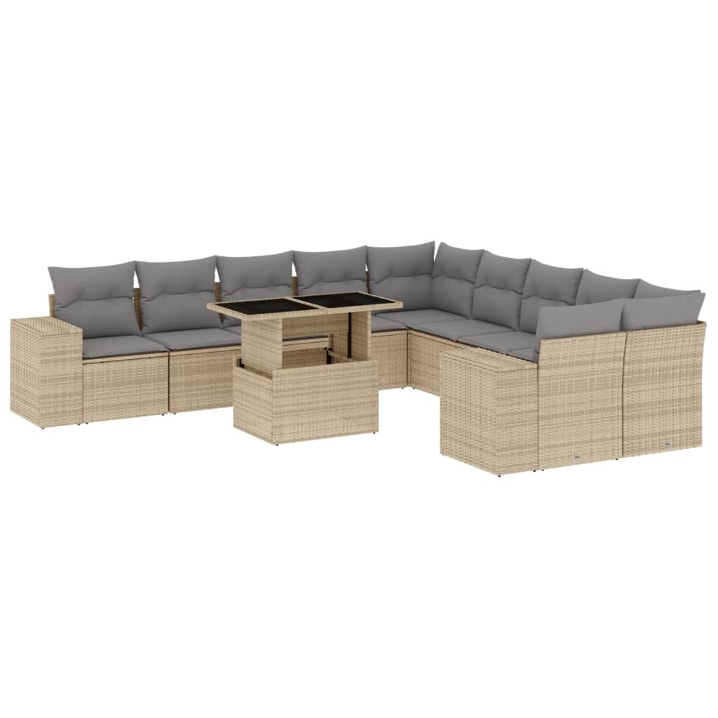 sofasæt til haven 11 dele med hynder polyrattan beige