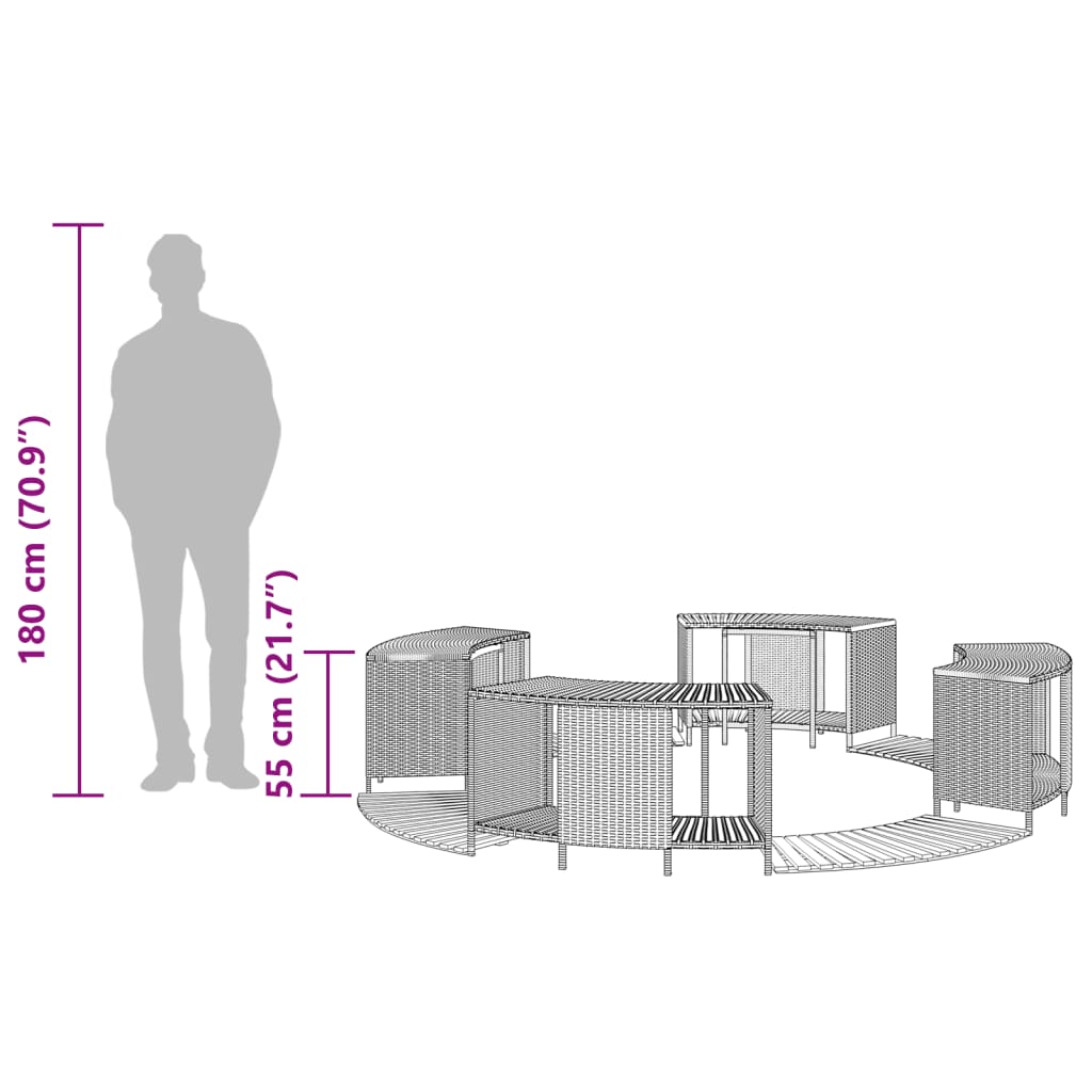 spakant polyrattan og massivt akacietræ sort