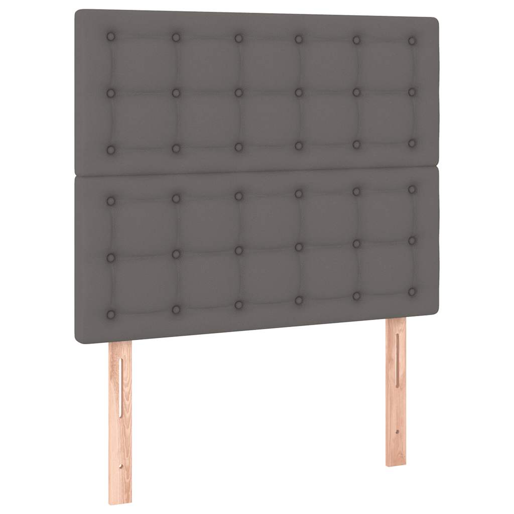 kontinentalseng med madras 120x190 cm kunstlæder grå