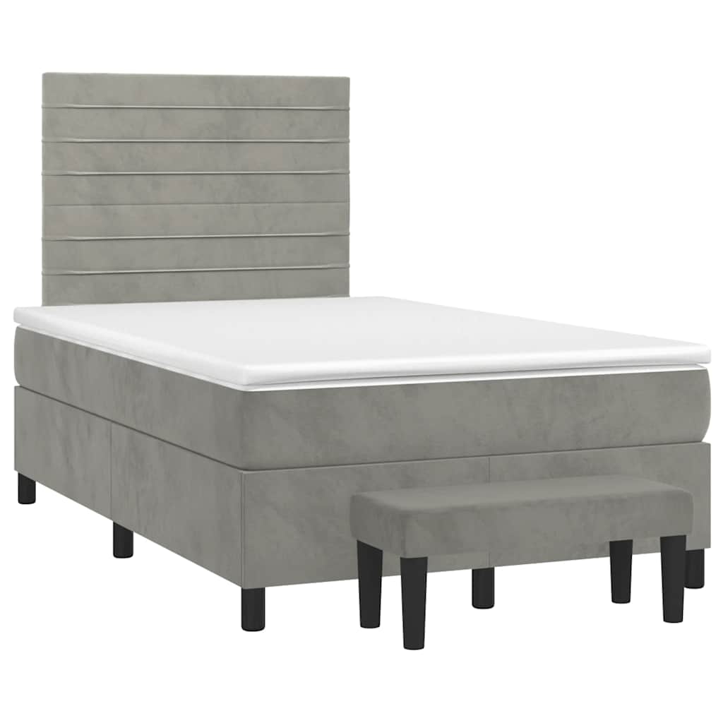 kontinentalseng med madras 120x190 cm velour lysegrå