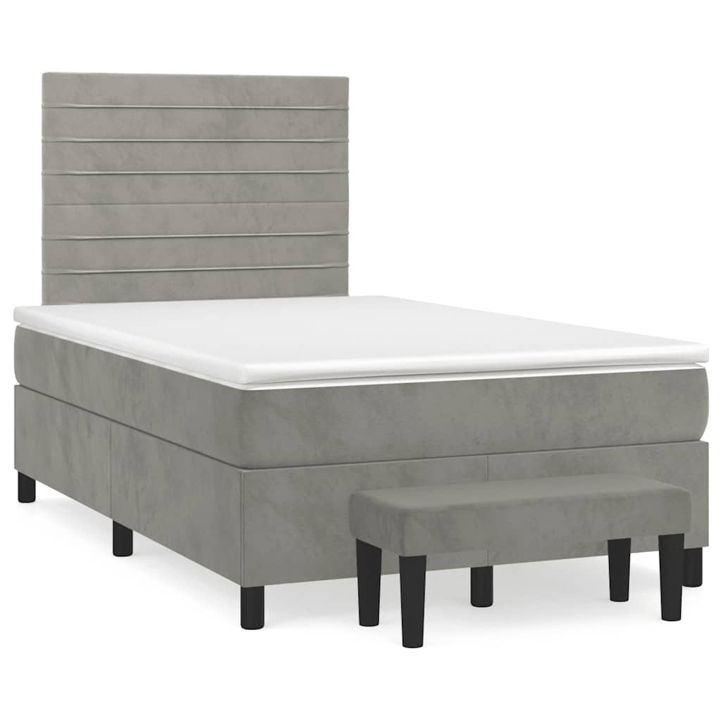 kontinentalseng med madras 120x190 cm velour lysegrå