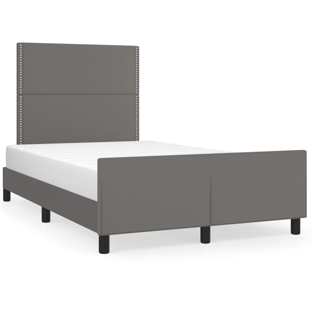 sengeramme uden madras 120x190 cm kunstlæder enkeltseng grå
