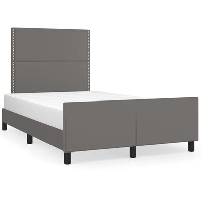 sengeramme uden madras 120x190 cm kunstlæder enkeltseng grå