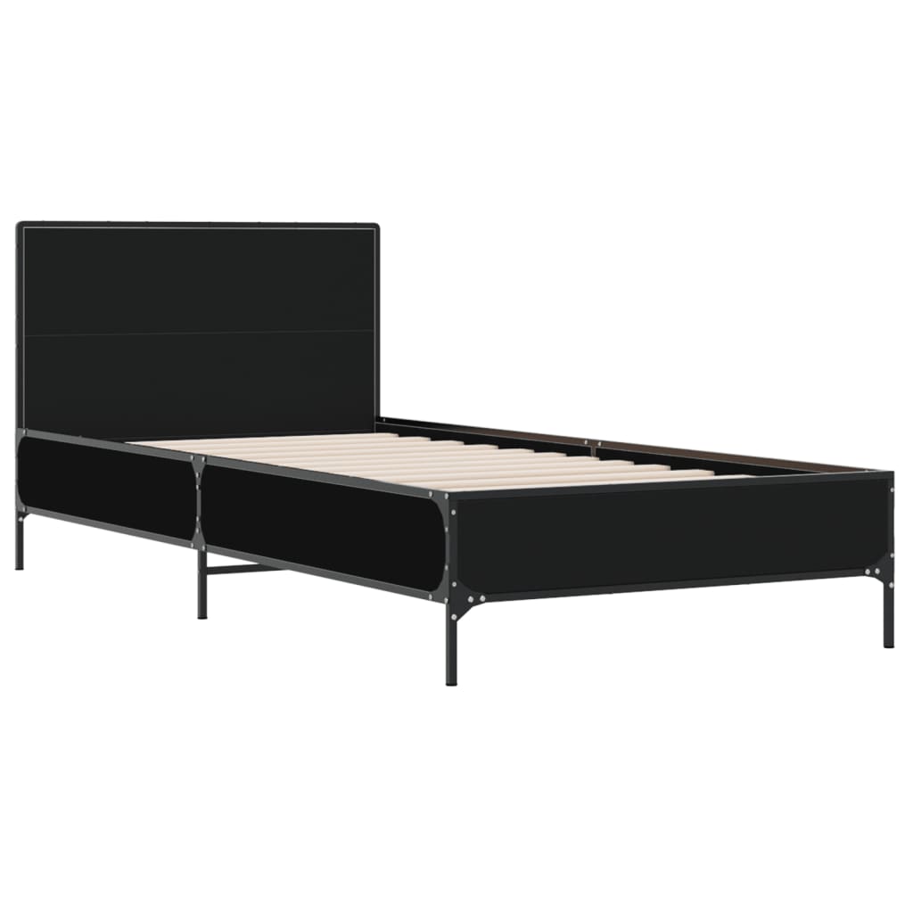 sengeramme 90x200 cm konstrueret træ og metal sort