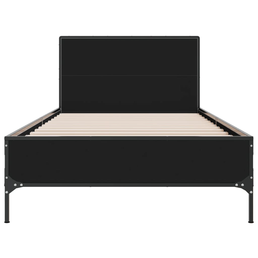 sengeramme 90x200 cm konstrueret træ og metal sort