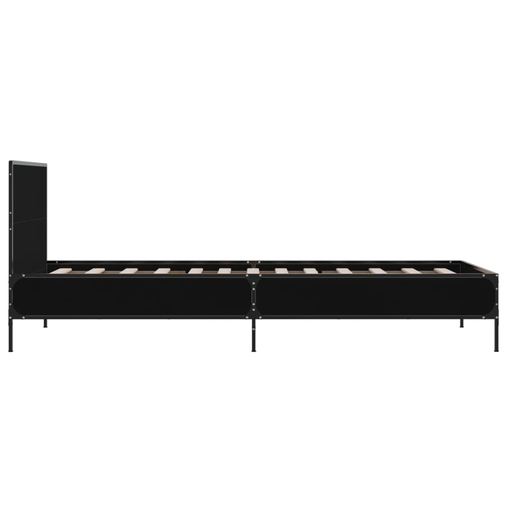 sengeramme 90x200 cm konstrueret træ og metal sort
