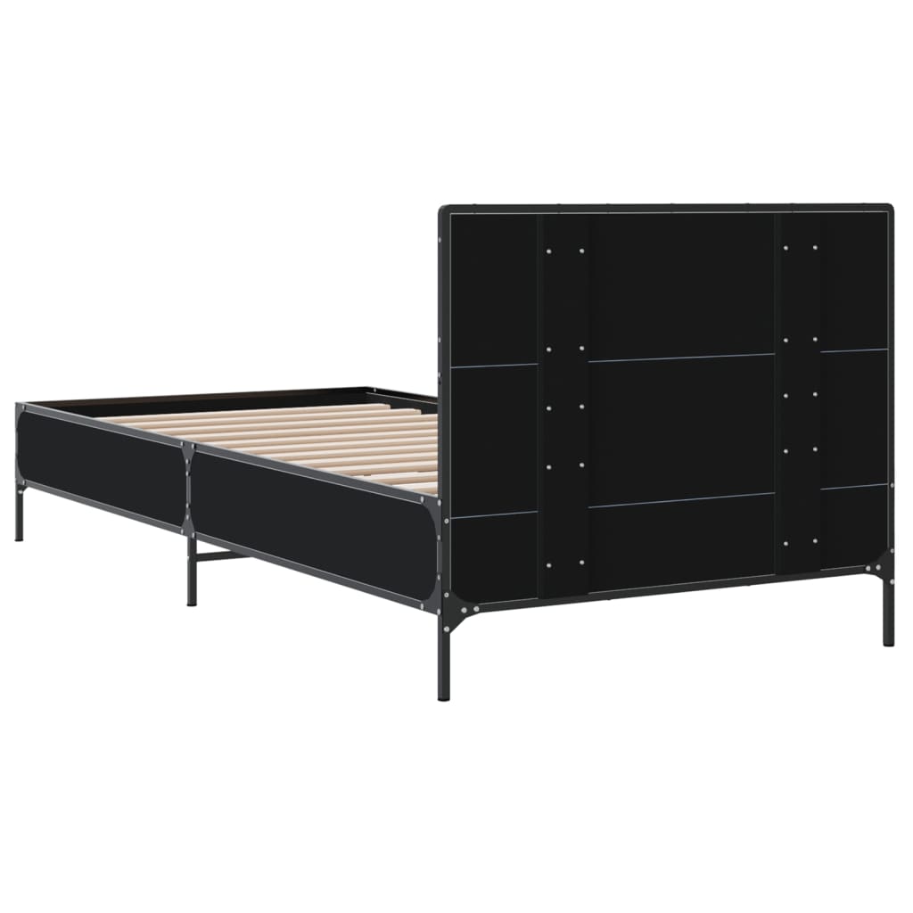 sengeramme 90x200 cm konstrueret træ og metal sort