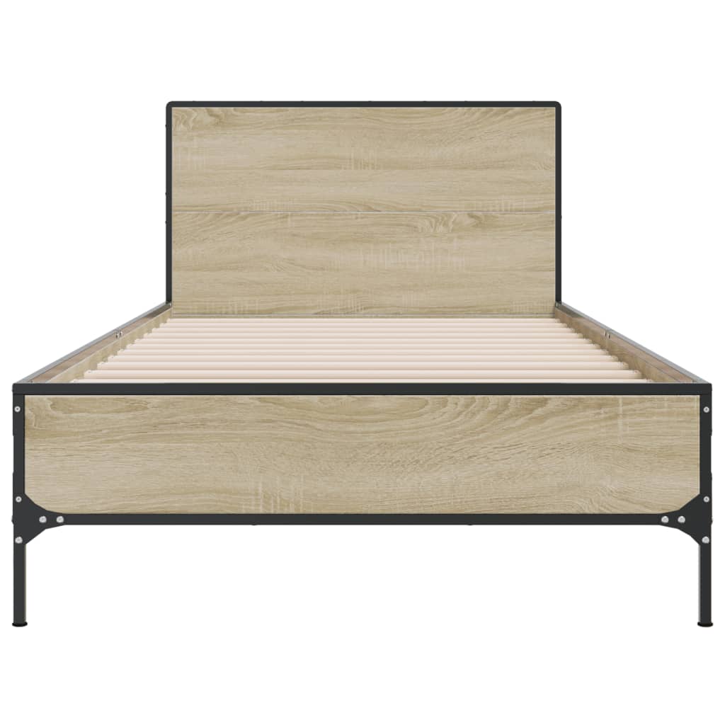 sengeramme 90x200 cm konstrueret træ og metal sonoma-eg