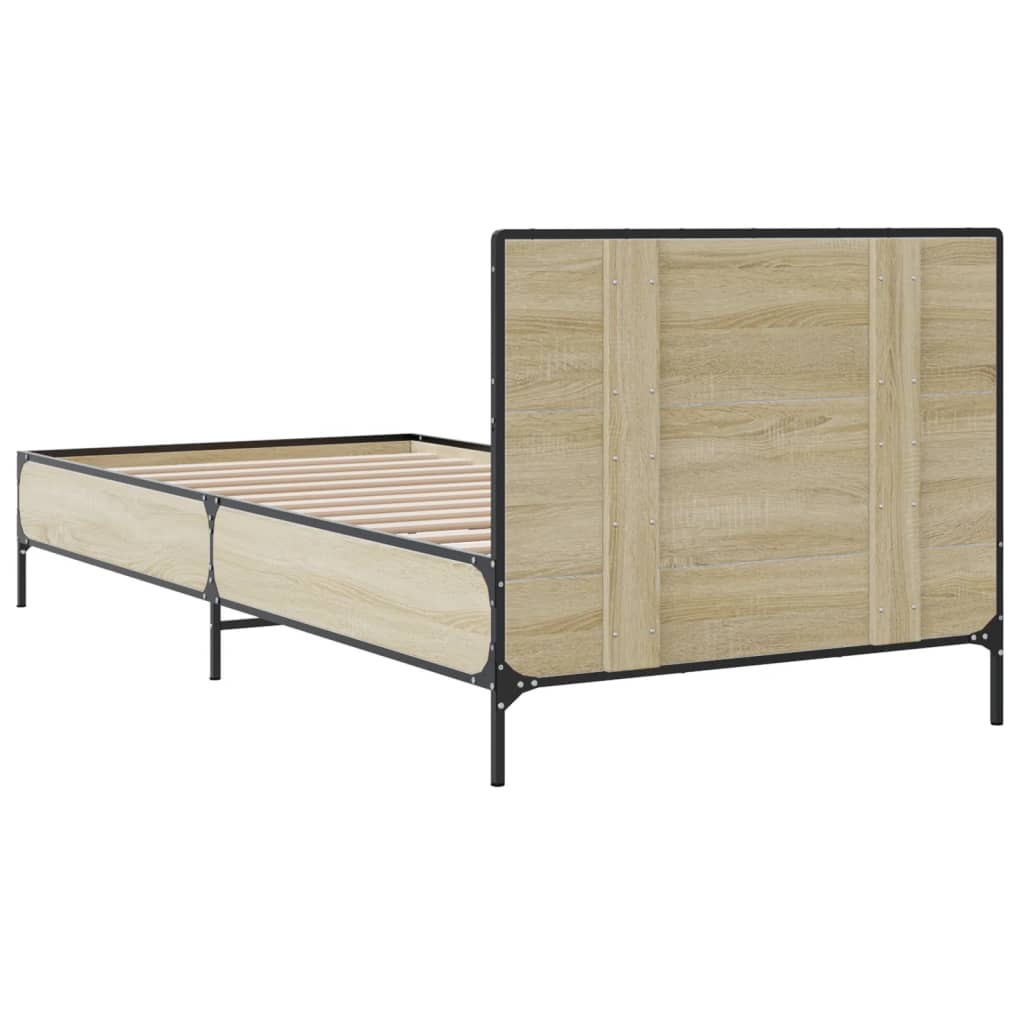 sengeramme 90x200 cm konstrueret træ og metal sonoma-eg