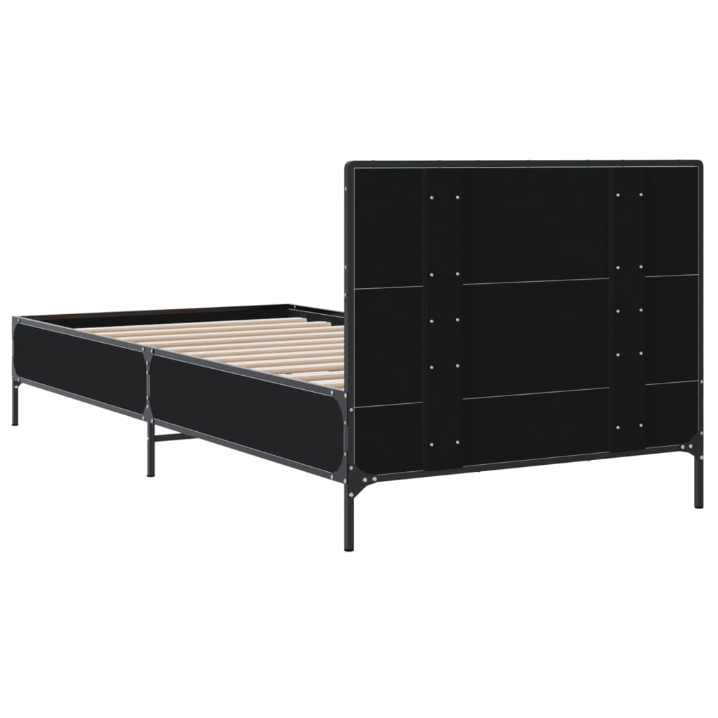 sengeramme 100x200 cm konstrueret træ og metal sort