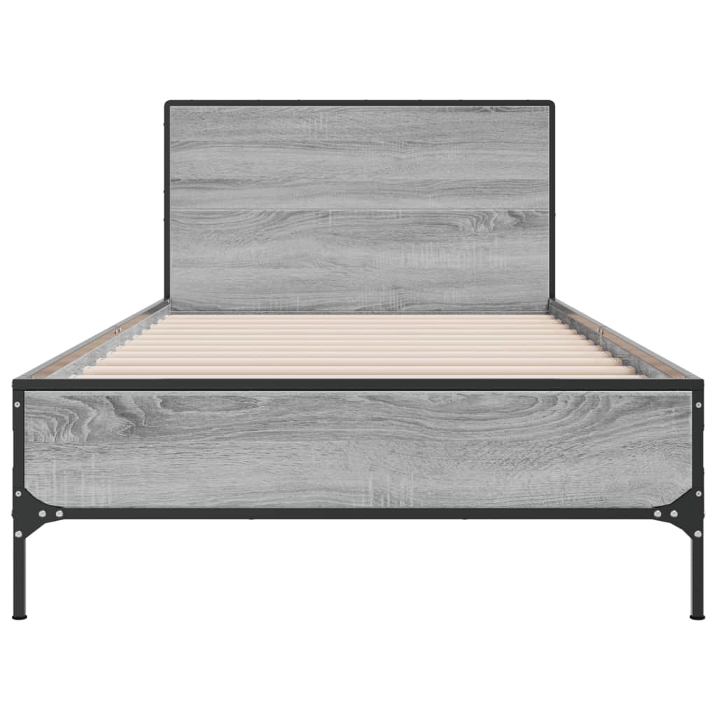 sengeramme 100x200 cm konstrueret træ og metal grå sonoma-eg