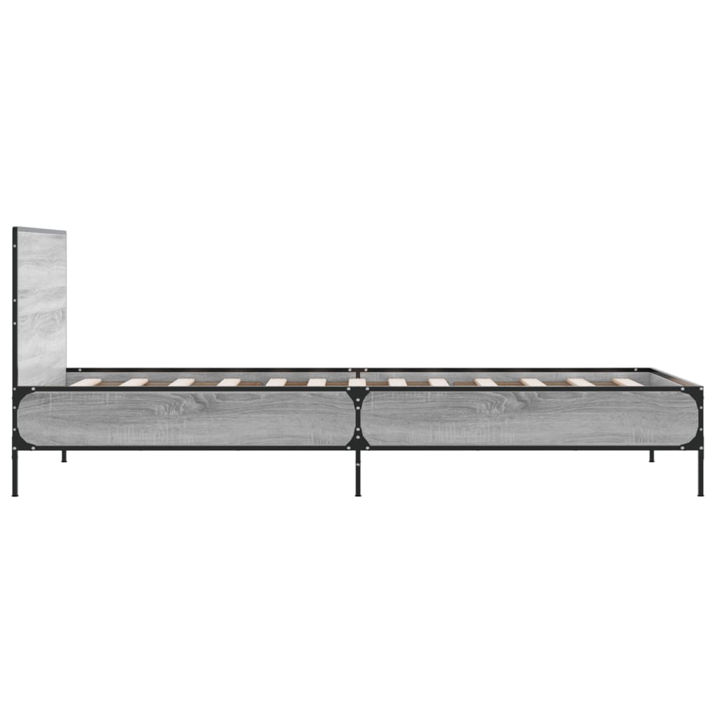 sengeramme 100x200 cm konstrueret træ og metal grå sonoma-eg