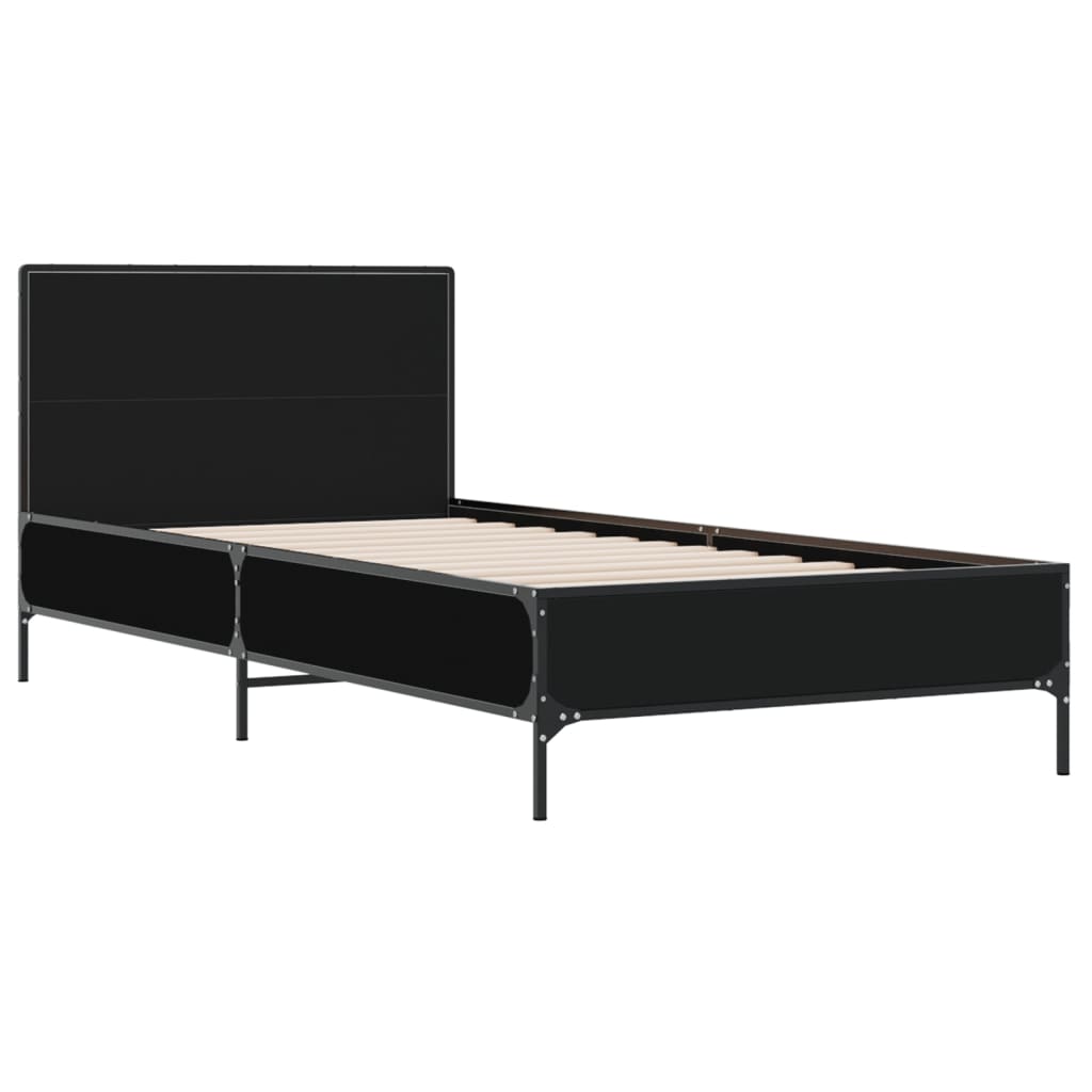 sengeramme 75x190 cm konstrueret træ og metal sort